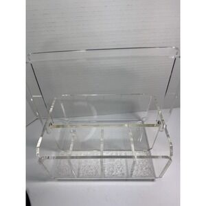 Retro Vintage Cutlery Caddy Clear Acrylic Mid Century Modern Lucite Portable